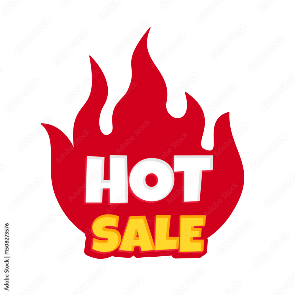 Hot sale promotion sign vector graphic element with red burning fire flame Hot sale promotion sign vector graphic element with red burning fire flame