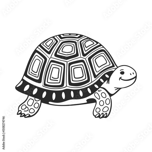 Turtle outline drawing silhouette on white background