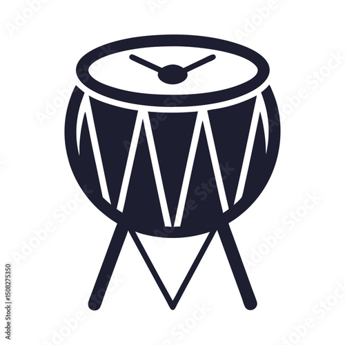Musical drum instrument silhouette on white background