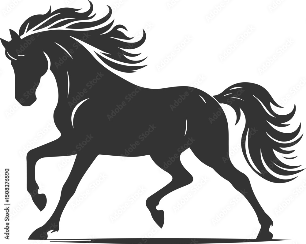 Obraz premium Black horse artwork drawing animal vector silhouette