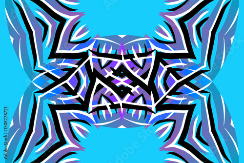 Beautiful glow colour gradient flower line art pattern wallpaper of indonesian traditional abstract batik ethnic dayak ornament for commercial ads	