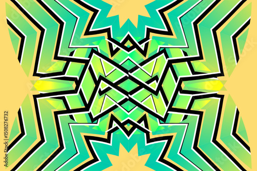 Beautiful glow colour gradient flower line art pattern wallpaper of indonesian traditional abstract batik ethnic dayak ornament for commercial ads	
