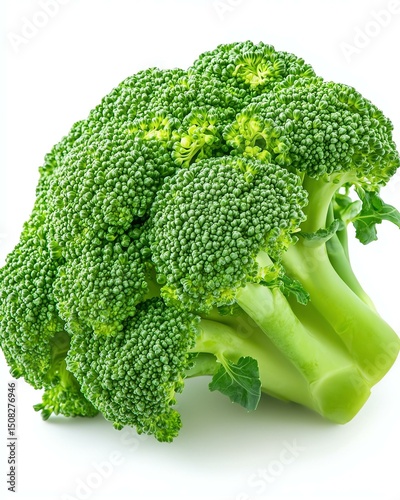 Fresh broccoli on a white background.