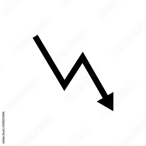 Fall arrow icon. Downward trend sign. Market crisis symbol