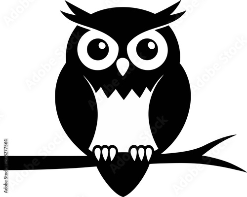 Owl On A Branch Silhouette Vector Illustration 
