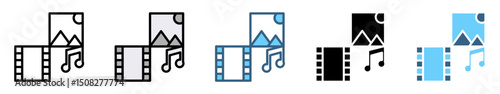 OMNICHANNEL icons with various information styles and colors  of social media, mobile, website, call center, print, email, and warehouse