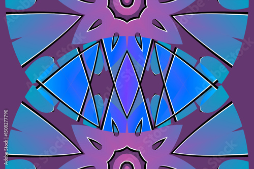 Beautiful glow colour gradient flower line art pattern wallpaper of indonesian traditional abstract batik ethnic dayak ornament for commercial ads	
