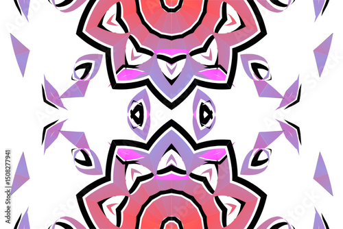 Beautiful glow colour gradient flower line art pattern wallpaper of indonesian traditional abstract batik ethnic dayak ornament for commercial ads	
