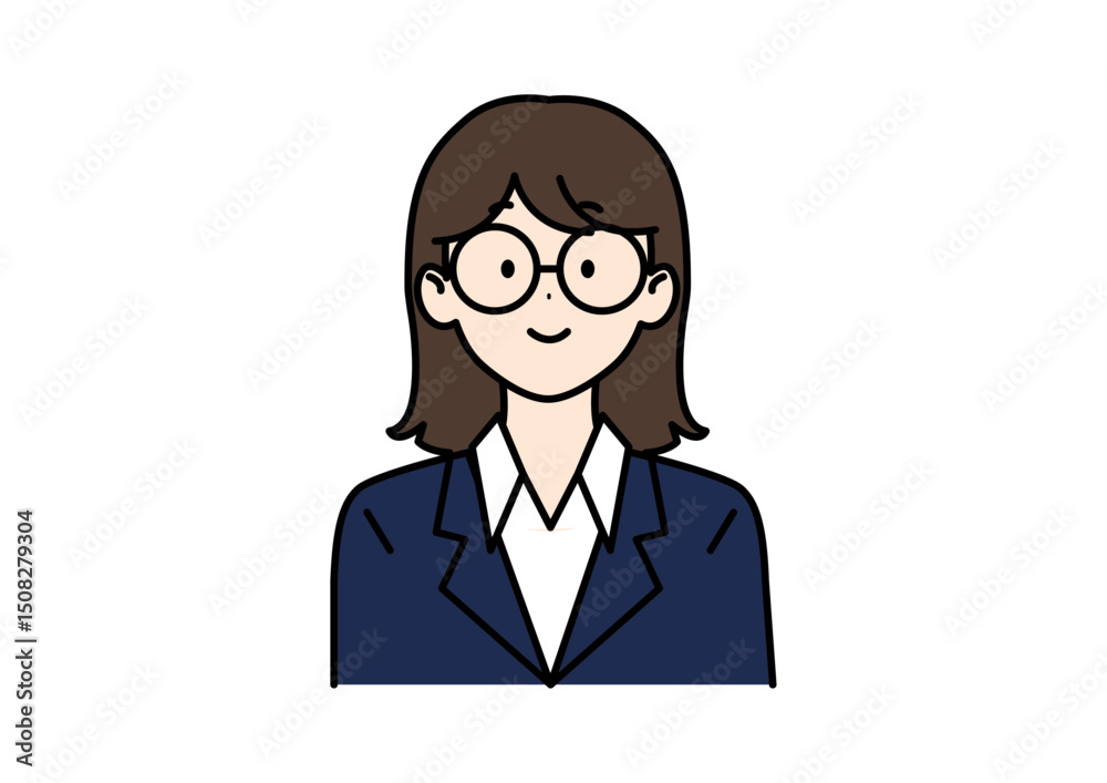 会社員女性2 紺スーツ 襟あり 会社員女性2 紺スーツ 襟あり