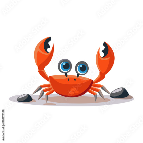 Funny Crab Mascot with Big Eyes – Vector Art