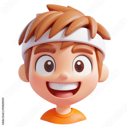 Cheerful Cartoon Boy Character Portrait: Smiling Young Kid Illustration for Positive and Playful Design, Mascot Animation, and Modern Graphic Art
