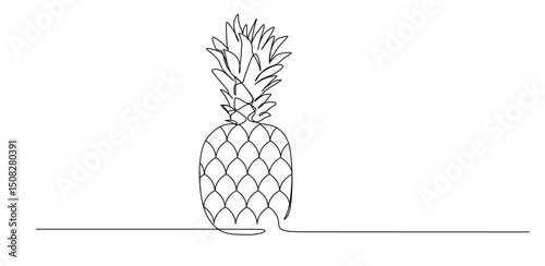 one line art of pineapple fruit. vector illustration