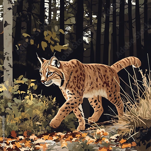 A lynx in a woodland setting.