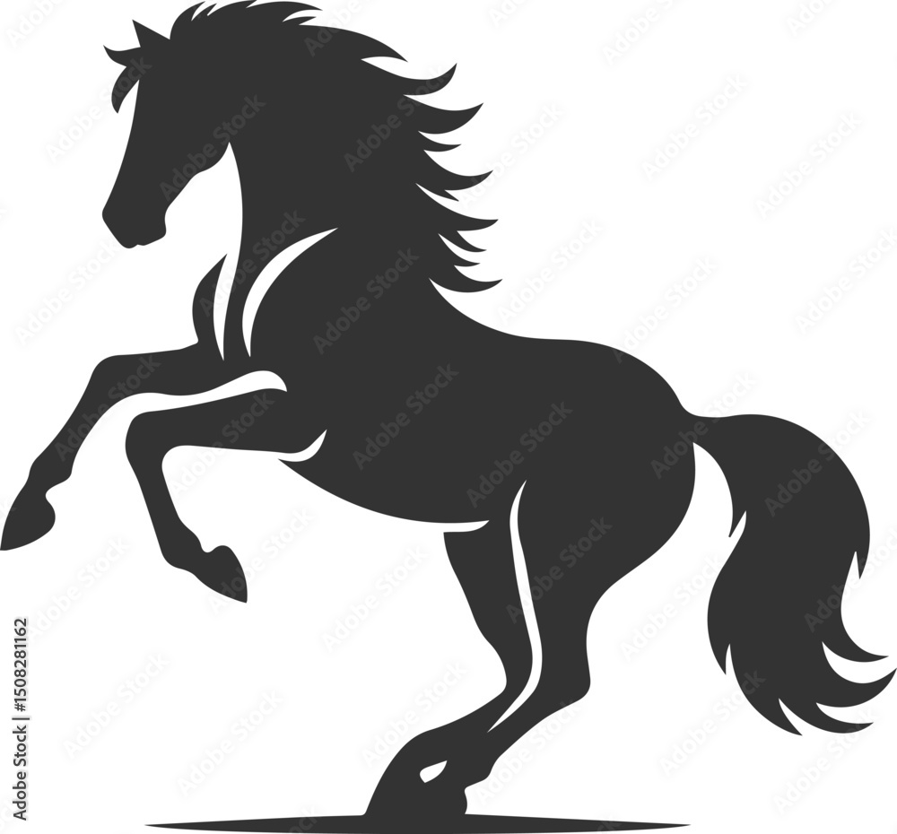 Obraz premium Black horse artwork drawing animal vector silhouette