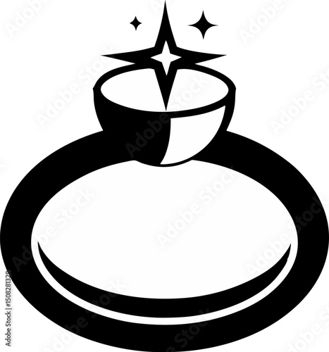 Ring With Sparkle Silhouette Vector Illustration 