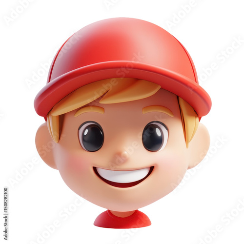 Charming Cartoon Boy Character: A Cheerful & Playful 3D Rendering of a Smiling Kid with a Modern, Joyful Design for Graphic Art and Animation Projects