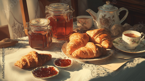croissant and tea