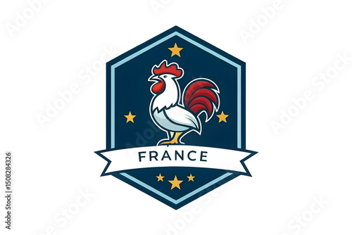 Stylized France Emblem with Rooster and Stars a modern and clean design suitable for various applications showcasing national pride and identity with a touch of elegance and simplicity