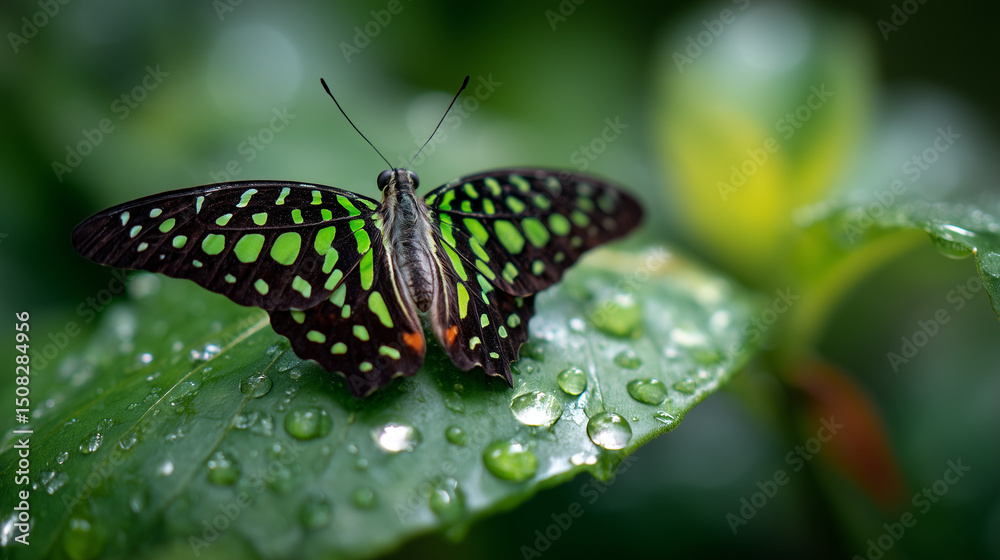 Naklejka premium butterfly on leaf
