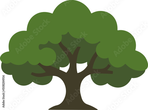 Flat Oak Tree Illustration – Nature Element