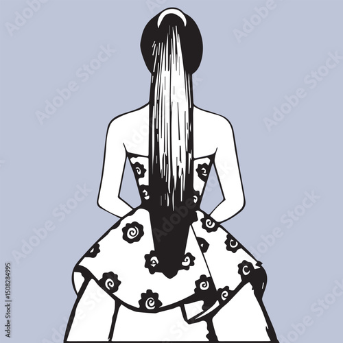 Young women looking on the wall vector