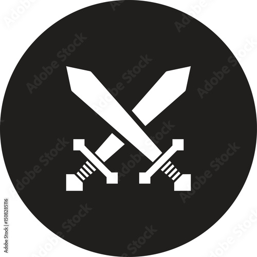 Swords in flat style and silhouettes isolated on white background. Icon set of ancient swords. Vector illustration.