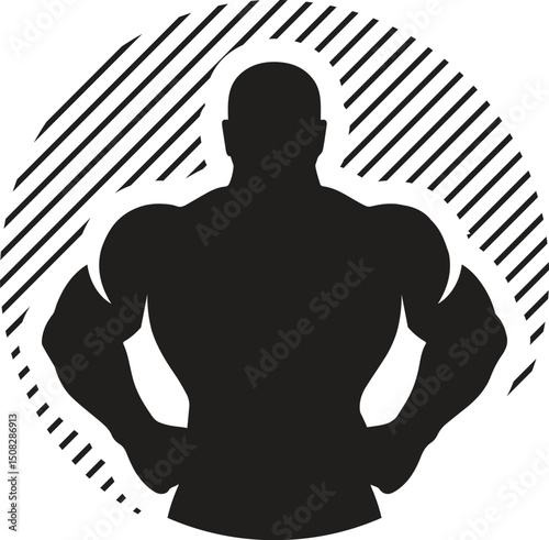 featuring silhouettes of a man's body in various poses, isolated on a white background. Contemporary illustration