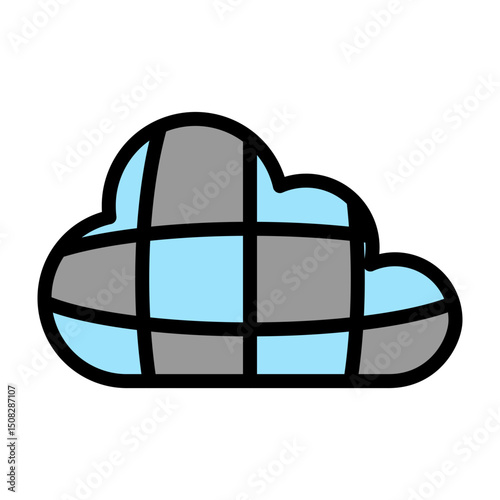 Cloud Grid Vector Filled Icon Design