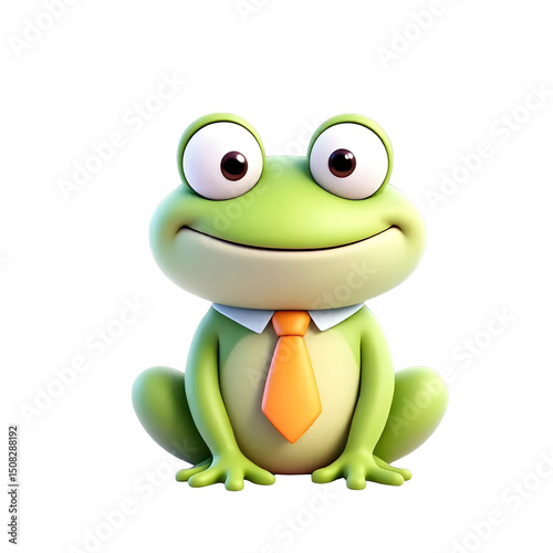 Cute Cartoon Frog Wearing a Tie, Perfect for Kids' Content