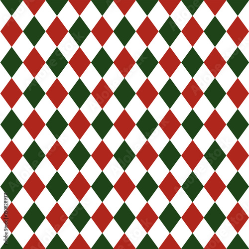 Christmas, Checkered pattern with red and green square. Christmas gift, Christmas invitation. Golf pattern, Christmas pattern