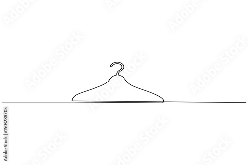 Clothes hangers continuous line drawing isolated on white background