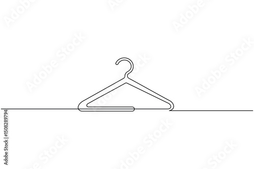 Clothes hangers continuous line drawing isolated on white background