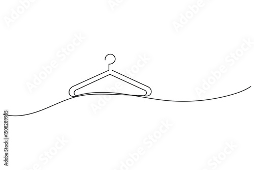 Clothes hangers continuous line drawing isolated on white background