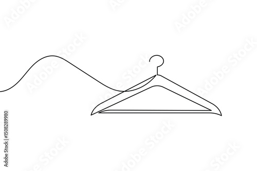 Clothes hangers continuous line drawing isolated on white background