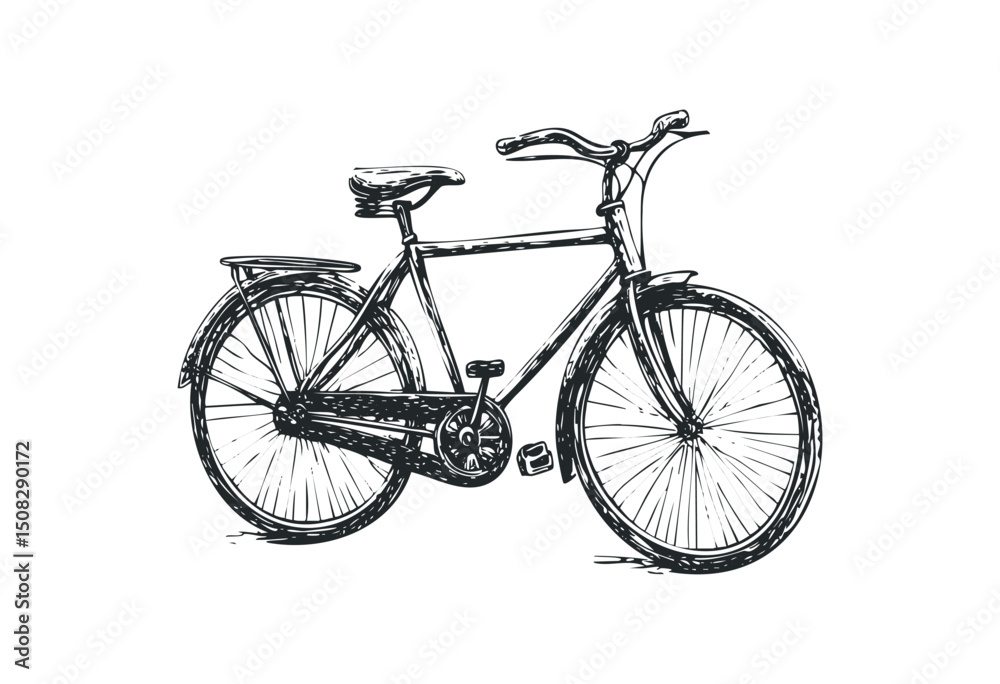 Fototapeta premium Vintage bicycle sketch with detailed hand-drawn design. Vector retro hand drawn illustration