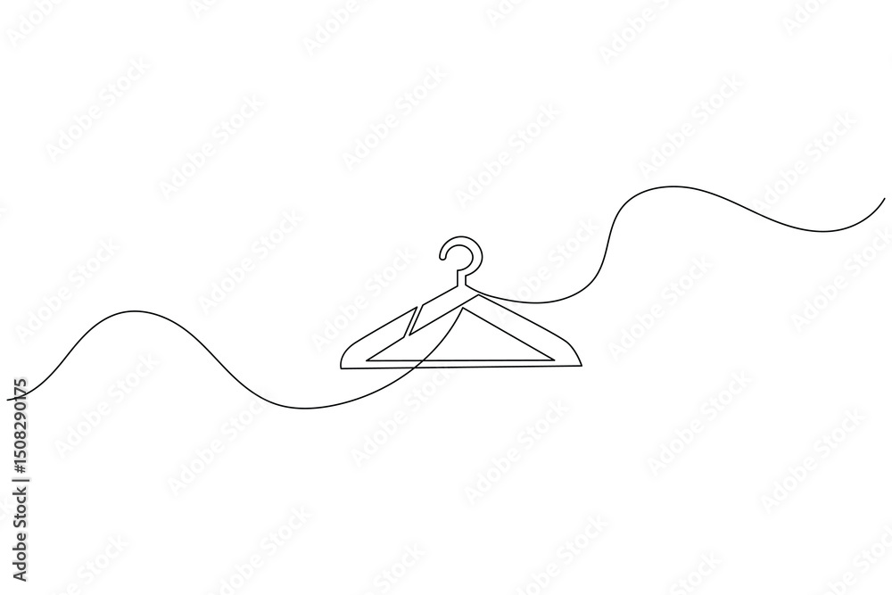 Obraz premium Clothes hangers continuous line drawing isolated on white background