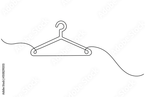 Clothes hangers continuous line drawing isolated on white background