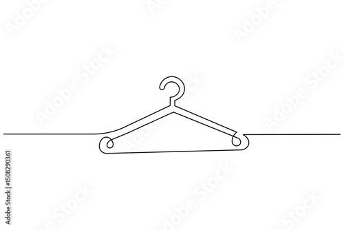 Clothes hangers continuous line drawing isolated on white background