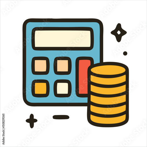 Title Calculator and coins. Suitable for financial advice, accounting services, savings concepts, budgeting tips, investment strategies, and cryptocurrency articles.