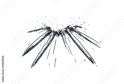 Dynamic comic-style burst effect with sharp lines. Vector retro hand drawn illustration