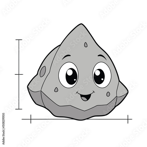 Cartoon rock with a happy face vector on white background