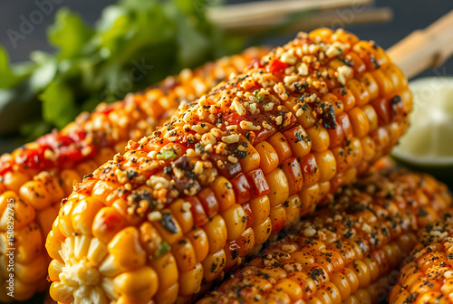 A smoky street food favourite with zesty and spicy toppings on roasted corn