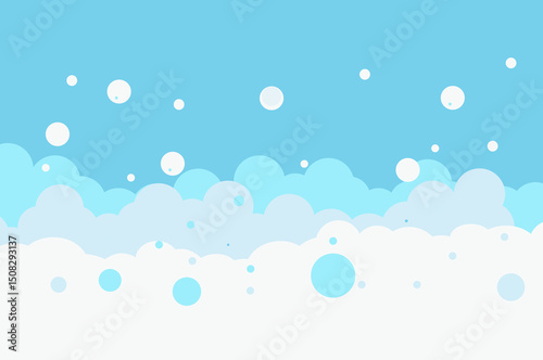 Cartoon soap bubble blue background