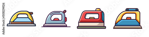 Iron Flat Illustration Simple Household Appliance Vector in Flat Style