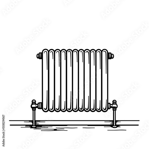 Elegant radiator design mounted on wall, minimalist decor