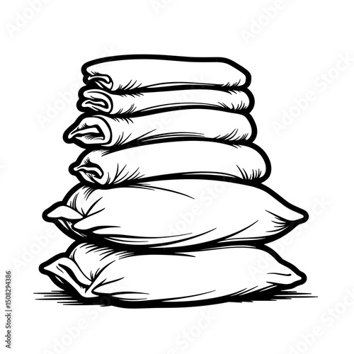 Folded linens stacked neatly in closet, organized simplicity