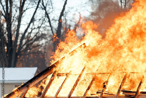 House Fire Emergency with Intense Flames