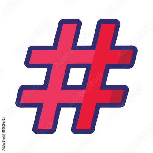 Red hashtag symbol vector on white background