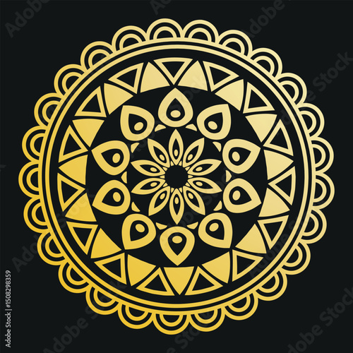 Golden Mandala Tattoo Style Artwork for Designers