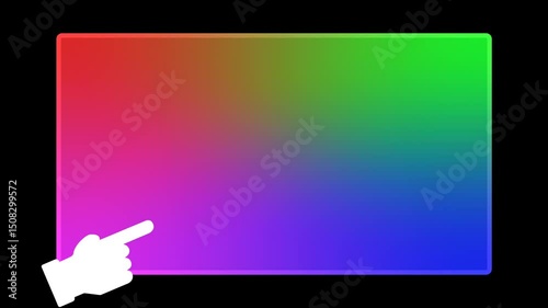 Pop up Animation Template colorful square background & Pointing finger logo